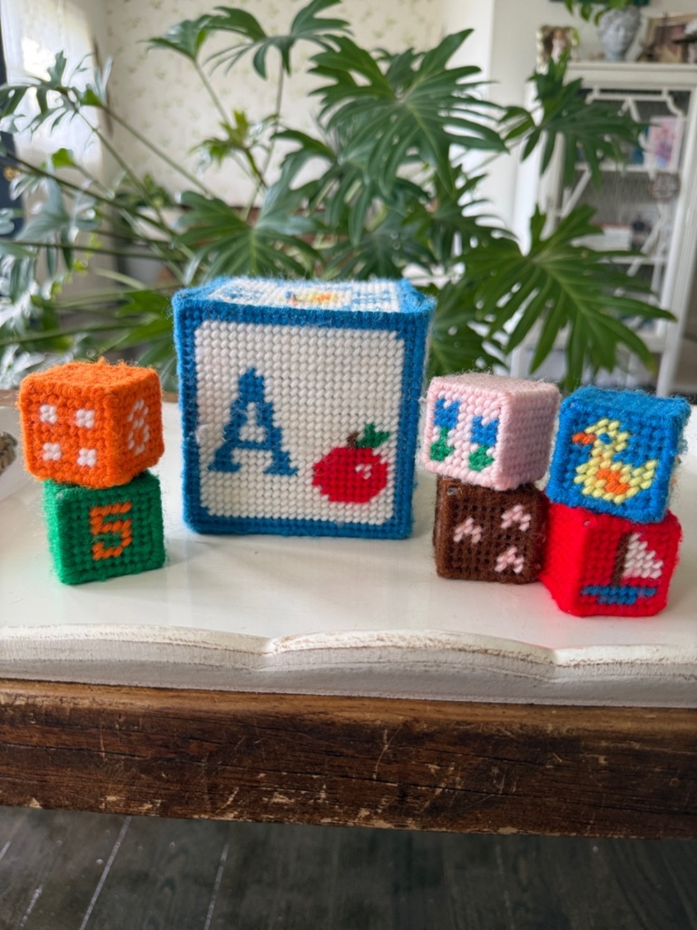 Handmade Knit Alphabet & Number Toy Blocks Set